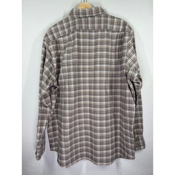 Men's Cremieux Tan and Blue Plaid Long Sleeve Button Down Size XL - Picture 9 of 9